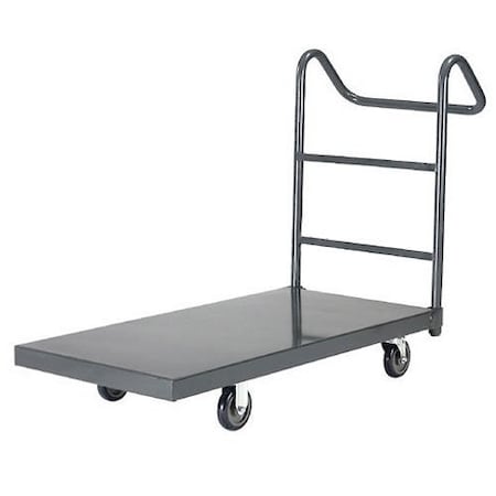 Global Industrial Platform Truck w/Steel Deck, 5 Polyurethane Casters with Ergo Handle, 36 x 24, 1000 Lb. Capacity 952105E